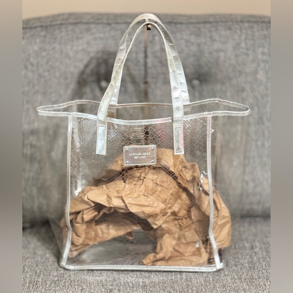 EUC MICHAEL KORS Leather-Trimmed Plastic Tote - Picture 6 of 8